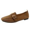 Women's Flat Shoes Spring Autumn New Metal Buckle Soft Sole Shallow Boat Shoes Female Casual 2024 Office Lady Comfortable Shoes