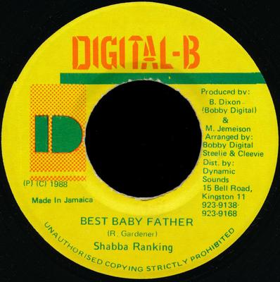 7-tums Skiva SHABBA RANKS - Best Baby Father INGEN Digital-B 1988 Jamaica Reggae, Ska & Dub Använd
