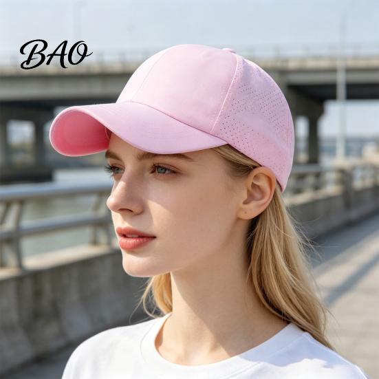 Adjustable Baseball Cap Women Cap, Elastic Straps Quick-Drying Sun Hat, Breathable Workout Hat Criss-Cross Ponytail Design for Running Yoga