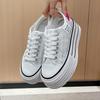 Platform Canvas Shoes Women's Summer Mesh Hollow Breathable Board Shoes 2025 New Versatile Lace-up Round Head Mesh Shoes