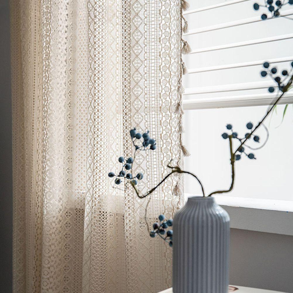 1PC Brocade Cotton Warp Knitted Craft Curtain with Tassels for Living Room Bedroom Home Decor