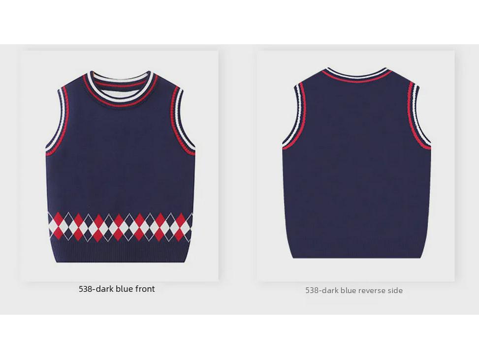 2025 Boys' Cartoon Knitted Sweater Vest - Korean Campus Style for Spring & Autumn