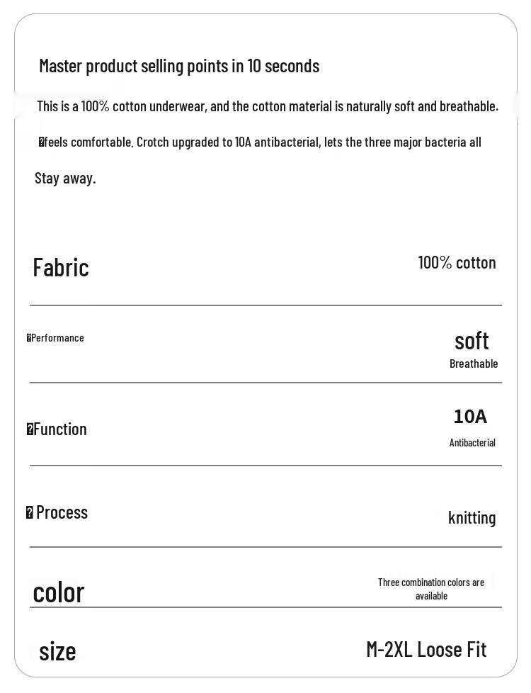 Fenteng Women's Pure Cotton 10A Antibacterial Briefs (4-Pack)