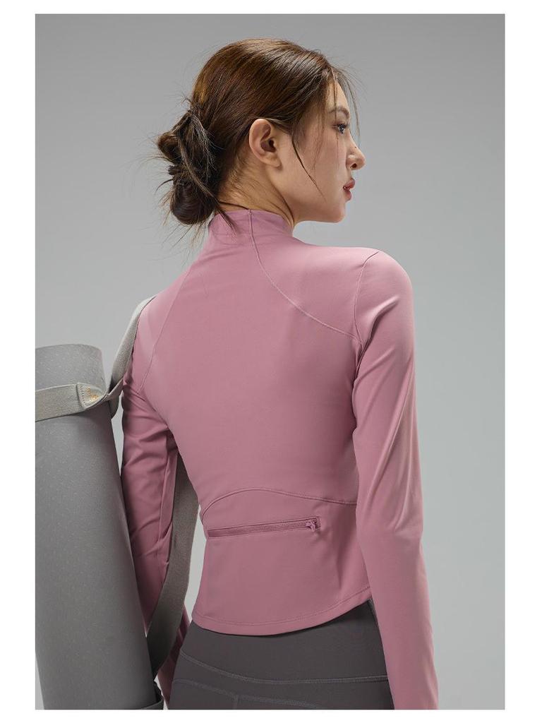 Women's Slim-Fit Yoga Jacket with Back Pockets - Long Sleeve, Casual Outdoor Activewear for Fall and Winter