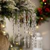 12Pcs Crystal-Clear Icicle Ornaments Icicles Pendant Set Christmas Tree Decoration With Cord For Xmas & Winter Party Decoration