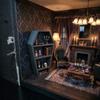 Coffin Shaped Display Shelf Miniature Gothic Furniture, Compact Dollhouses Accessory for Layered Small Ornament and Model Room Setup