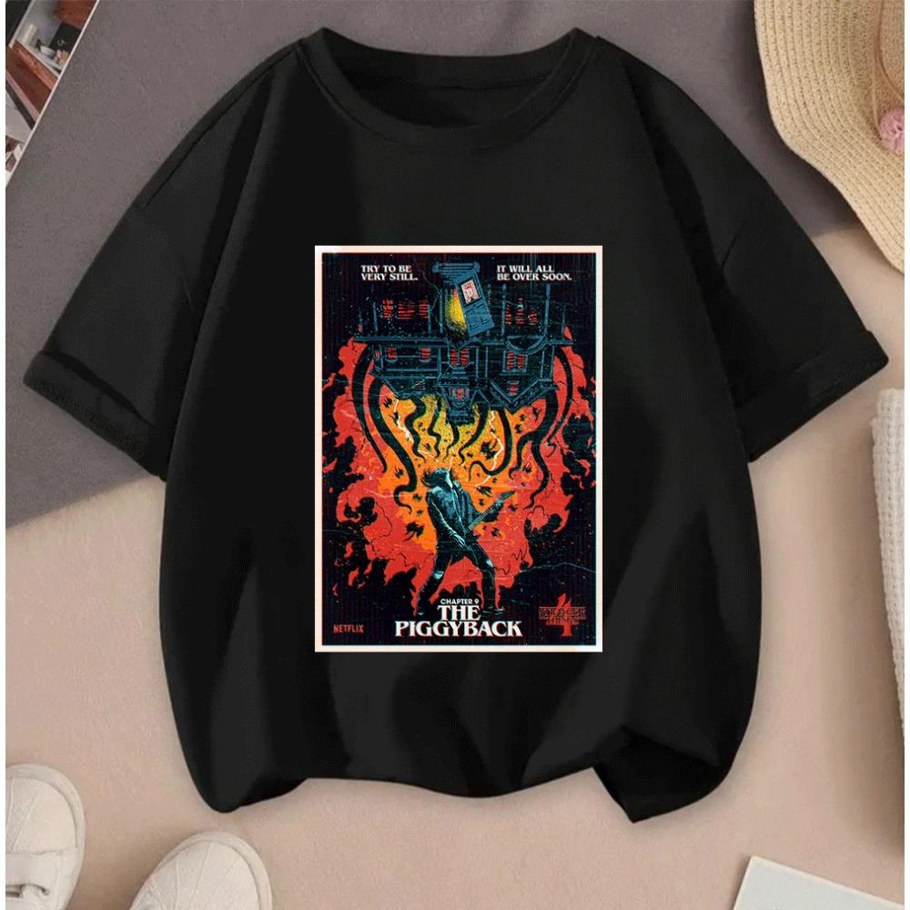 Hot Sale 2026 Stranger Things 2D Printed Casual Summer Short Sleeve T Shirt For Teenagers Kids Boys