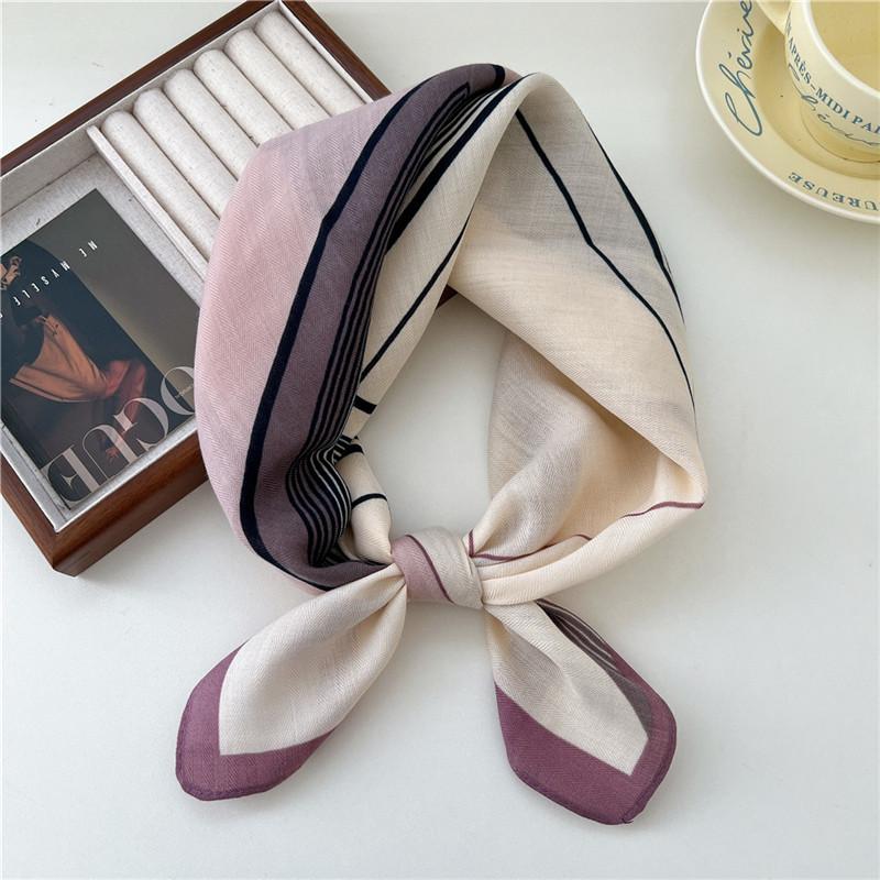 Cotton Linen Print Square Scarves Neckerchief Kerchief Headscarf Women Decorative Scarf Bandanas Headband 65cm Neck Wraps Shawls