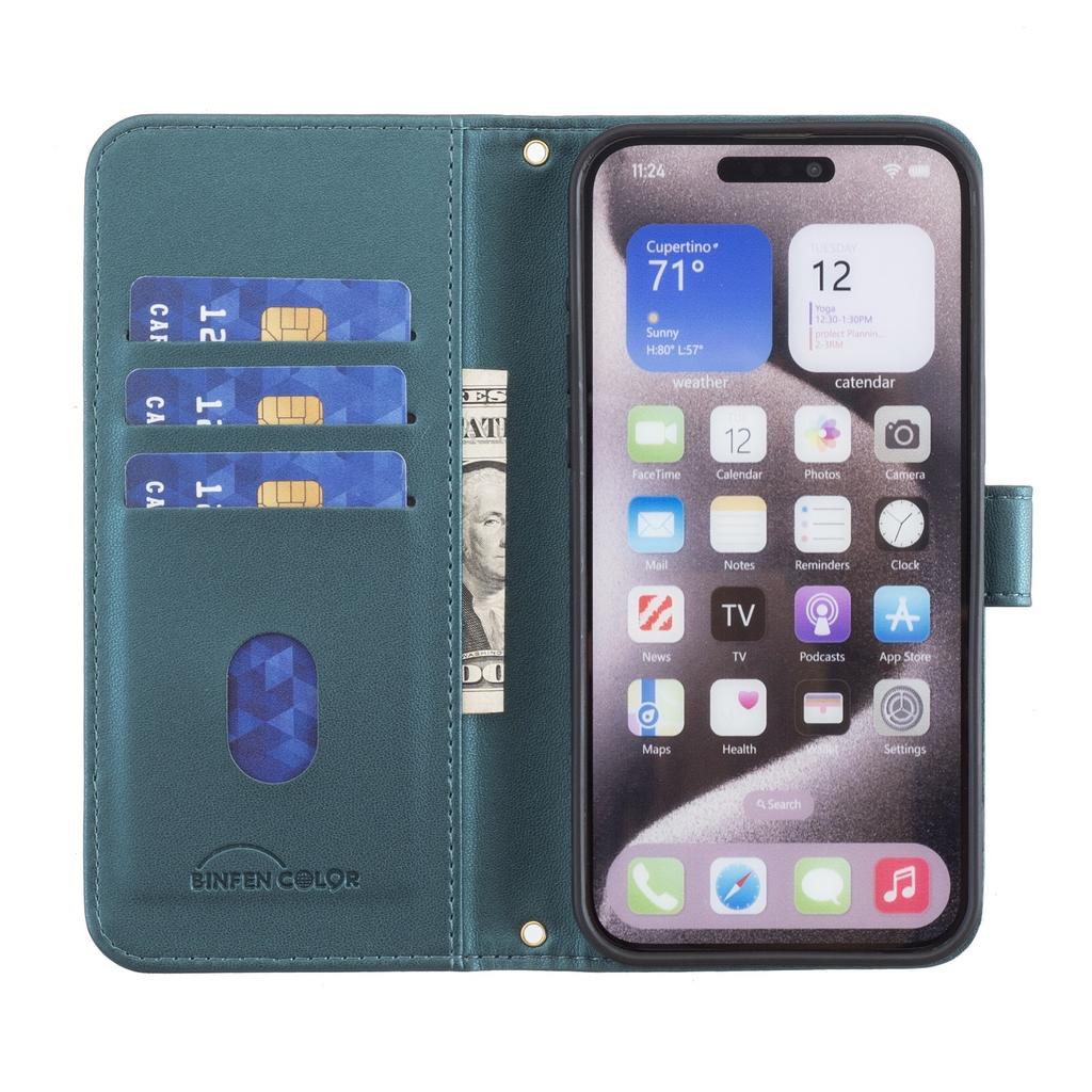 Für iPhone 17 Pro Lederhülle BINFEN COLOR Quadratisches Gitter Brieftasche Ständer Handyhülle