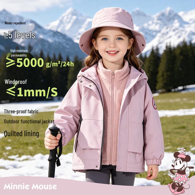 Disney Girls' Winter 3-in-1 Fleece-Lined Hooded Jacket