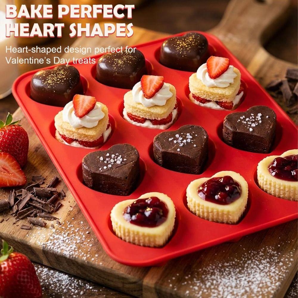12-Cavity Heart-Shaped Mousse Cake Mold Food Grade Silicone French Pastry Mold  Dessert Making