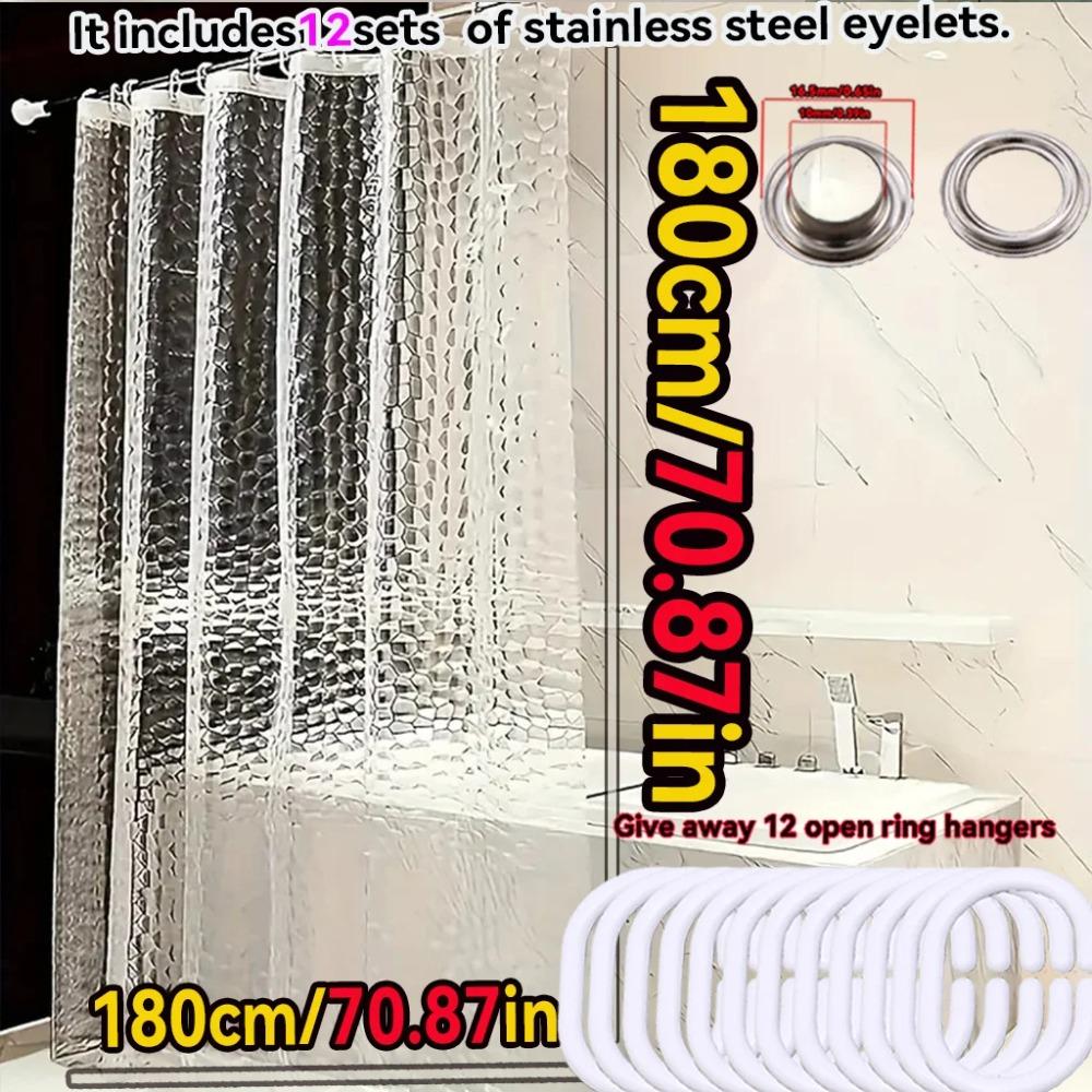 Bathroom Shower Curtain Waterproof Bathtub Bathing Curtains Easy Clean And Wipe Peva Mildew Proof Shower Curtains With Hooks