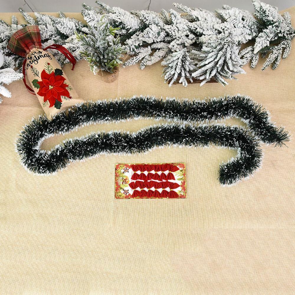 White Border 2m Christmas Tree Pendant Green Cane Tinsel  Xmas Party Supplies