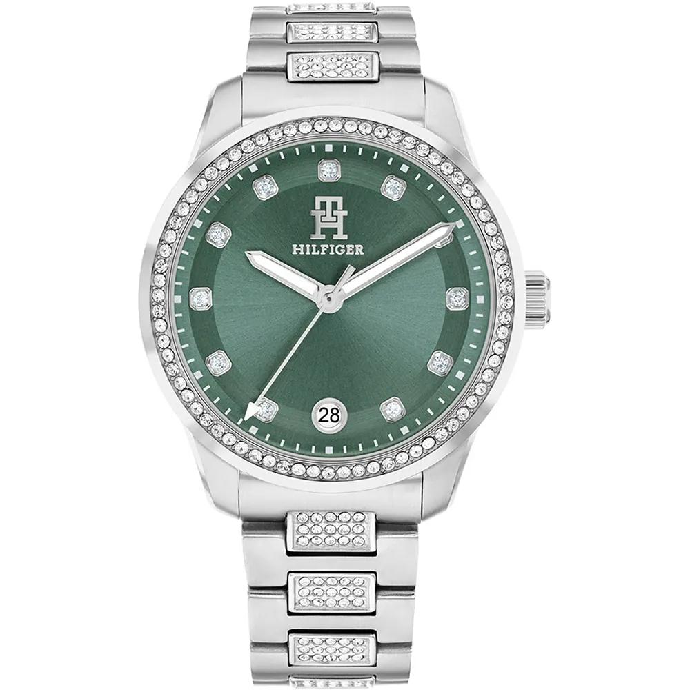 Tommy Hilfiger TH85 Green Dial Silver Stainless Steel Bracelet Ladies Quartz Watch 1782759 зелёный
