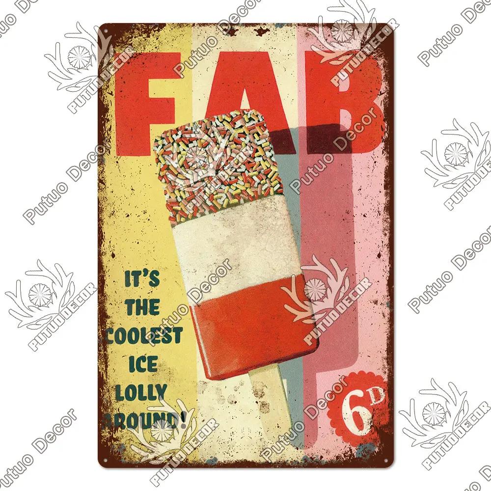 Summer Dessert Sign Vintage Tin Poster Metal Sign Metal Plate Retro Style Wall Decor Kitchen Cafe Home Decoration