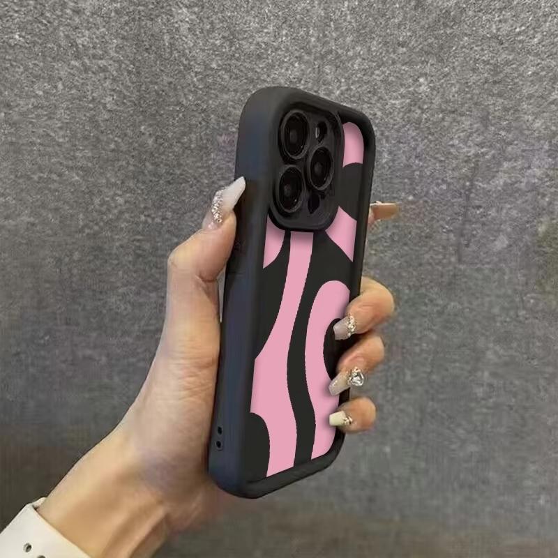 Wave Pink Ripple Silicone Phone Case For Samsung Galaxy S26 S25 Ultra S24 FE S23 S22 S21 S20 Plus A15 A16 A35 A55 A54 Soft Cover