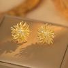Elegant Metal Stud Earrings Zircon Geometric Flower Earrings Fireworks Shape Earrings  Party