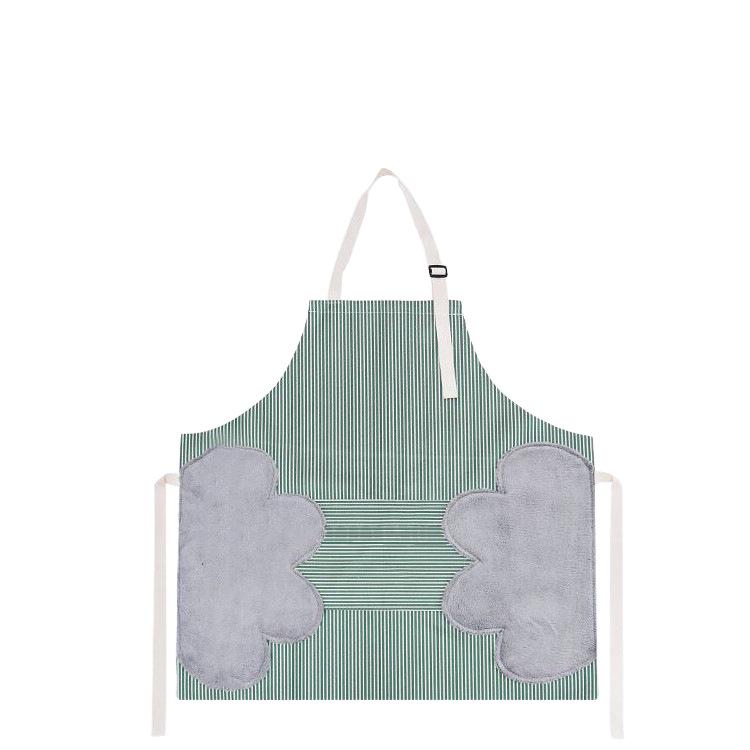 Striped Waterproof Oil-proof Kitchen Apron with Wipe-Hand Feature, Dirt-Resistant and Lightweight for Summer