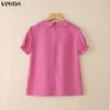 VONDA Women Casual Lapel Collar Puff Sleeve Ruffled Casual Blouse T-shirts