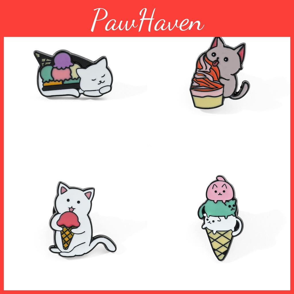 Cute Cartoon Cat Brooch Pin Alloy Cat Cone Pin For Bags Accessories And Backpacks