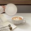 1Set 250ml Shell Coffee Cup and Saucer Set, Retro Japanese Ceramic Coffee Cup and Saucer, Suitable for Home Decoration, Home Daily Use