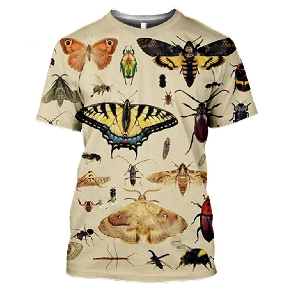 

Мужская футболка с 3D принтом насекомых, топы, летние повседневные пуловеры с круглым вырезом и короткими рукавами, модная уличная мужская одежда L