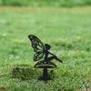 DDPNKL 1pc Art Deco Fairy on Mushroom Garden Stake, Metal Silhouette Decor, Floor Mount, Fairy Tale Theme, Flower Pot Decoration