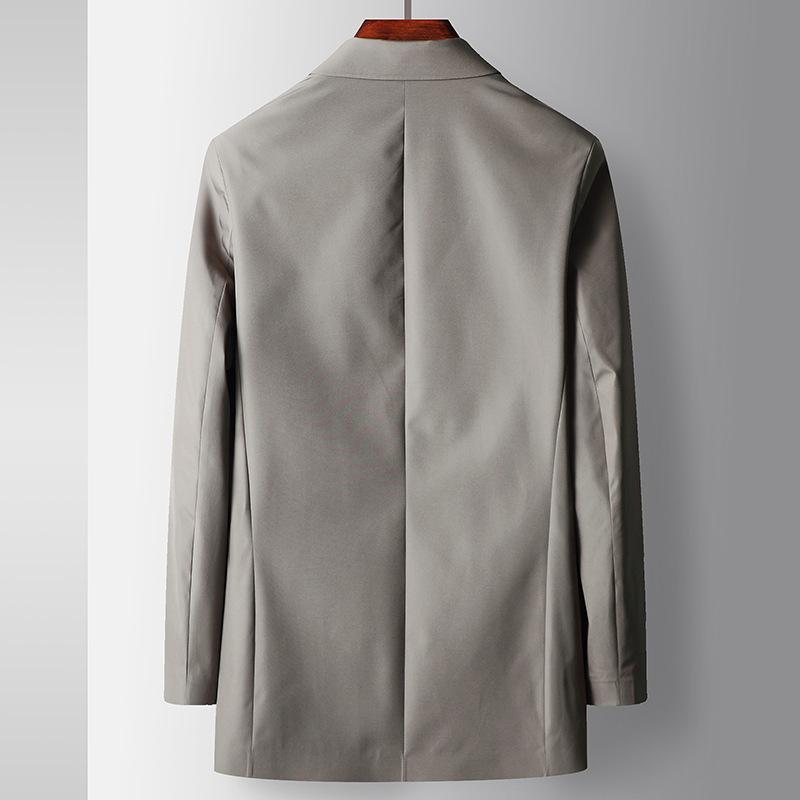 Spring and Autumn Medium and Long High-end Casual Lapel Trench Coat Light Luxury Business Youth Non-ironing Jacket