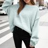 Women's Fashion Long-Sleeved Round-Neck Solid-Colour Top