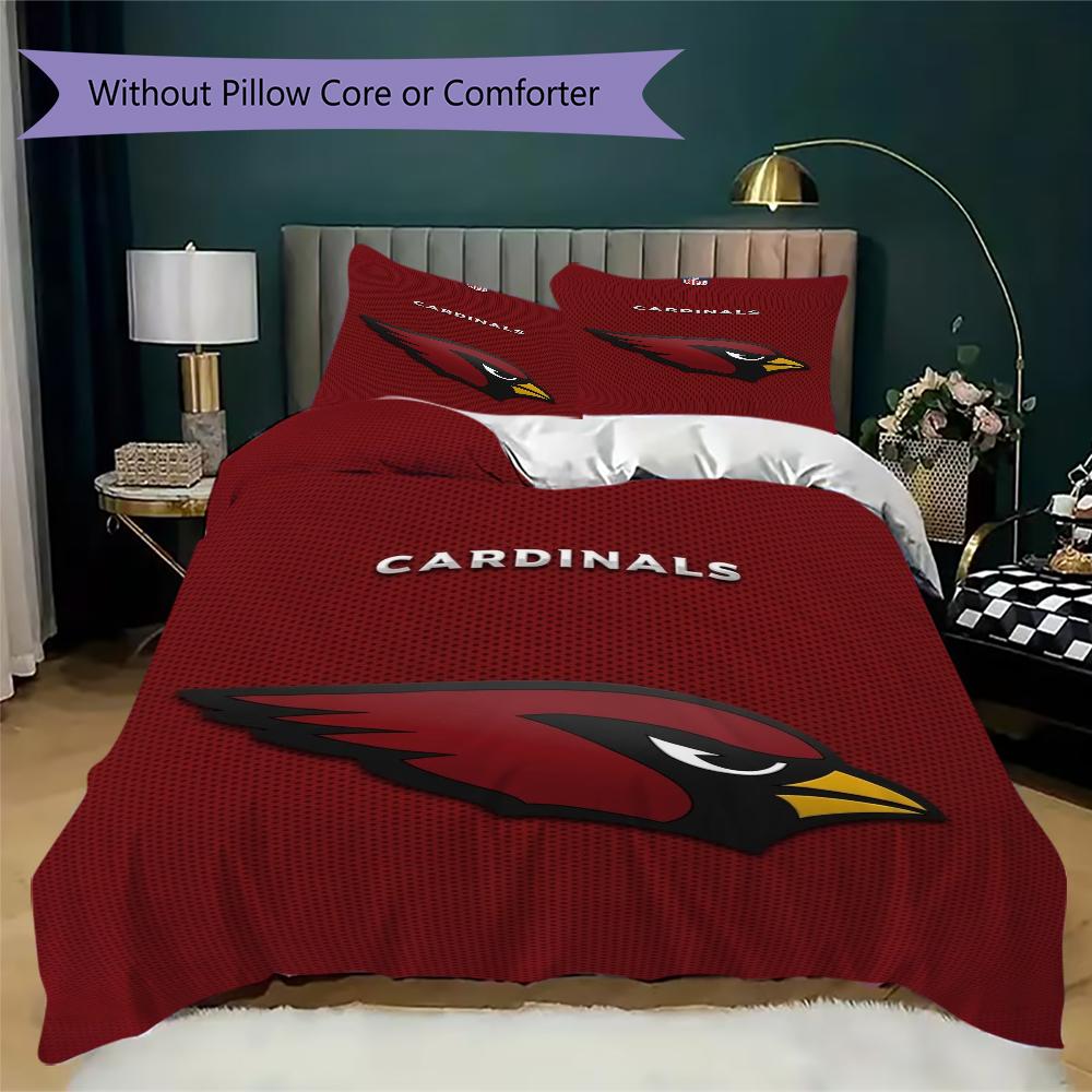 Arizona Cardinals Pattern Bedding uilt Set uilt Cover Pillowcase Home Decoration Birthday Gift (1*duvet cover + 2*pillowcase without core)