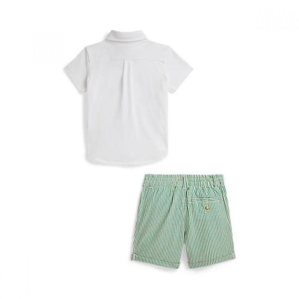 Polo Ralph Lauren Baby Boy Knit Oxford Shirt And Seersucker Short  Cwpo2sti9s 