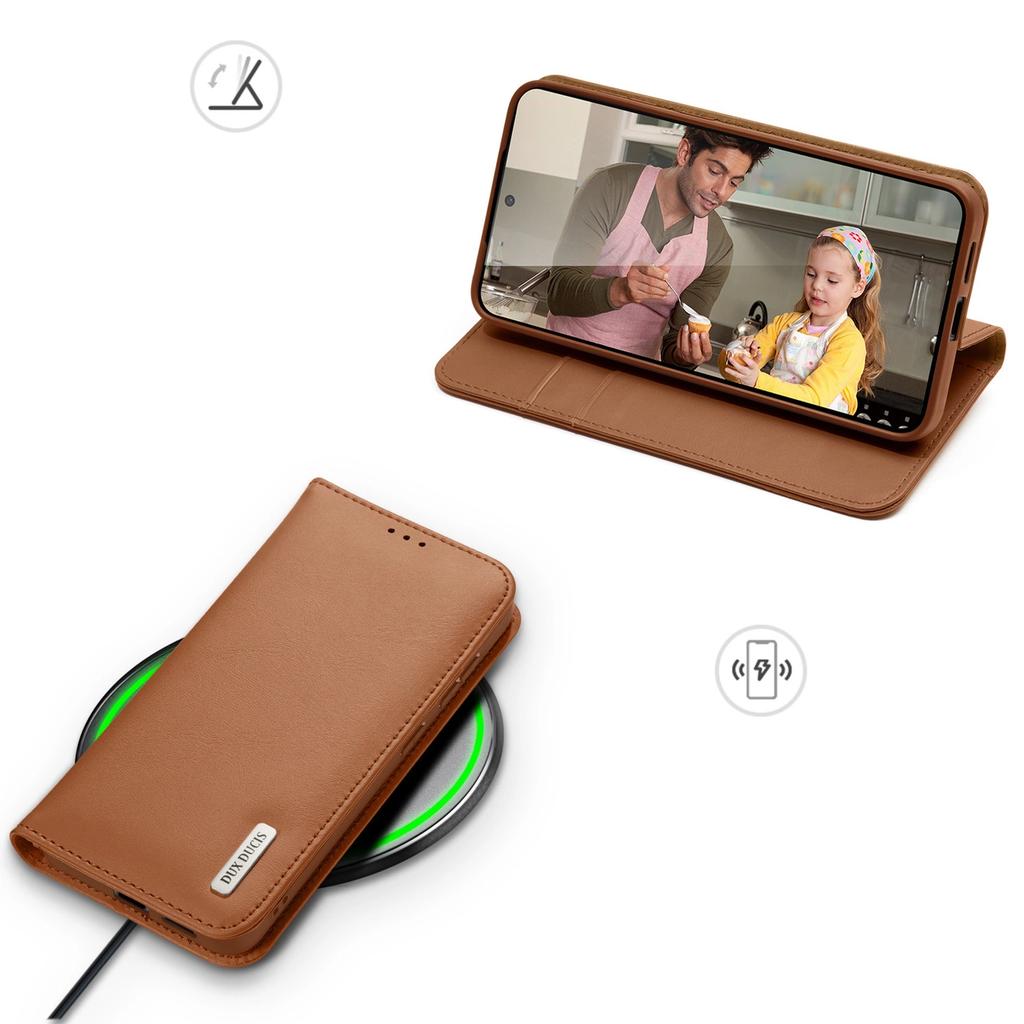 Dux Ducis Hivo Case For Samsung Galaxy S25 Edge With Flap And RFID Protection - Brown