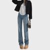 Women's High-Waist Wide-Leg Jeans with Velvet Lining - Autumn/Winter Slim Fit, Thick, and Warm Straight Trousers