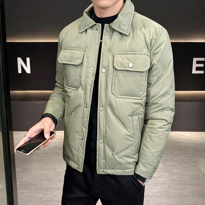 Gray Duck Down Jacket Men's Lapel Winter Loose Trend Down Warm and Cold Jacket Men's