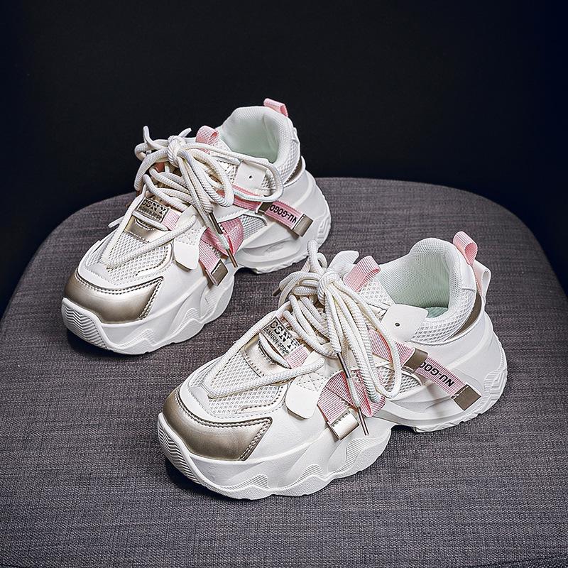 

Корейские женские кроссовки-папы: Осень 2024 Повседневные кроссовки для бега на толстой подошве FB3305 40 бежевый