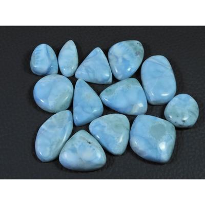 201Cts. Natural Larimar Pectolite Fancy Cabochon Loose Gemstone 13 Pcs Lot C-827