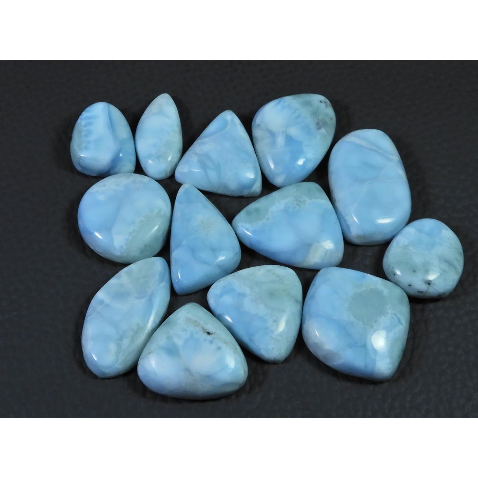 

201Cts. Natural Larimar Pectolite Fancy Cabochon Loose Gemstone 13 Pcs Lot C-827