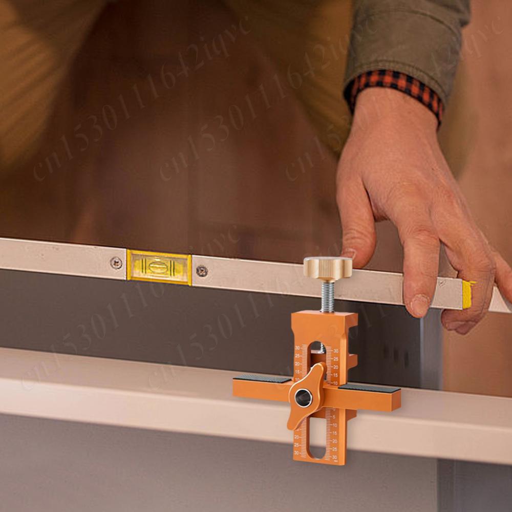Adjustable Cabinet Door Mounting Jig Door Panel Install Rebounding Device Drilling Tool DIY Woodworking Installing Cabinets Tool
