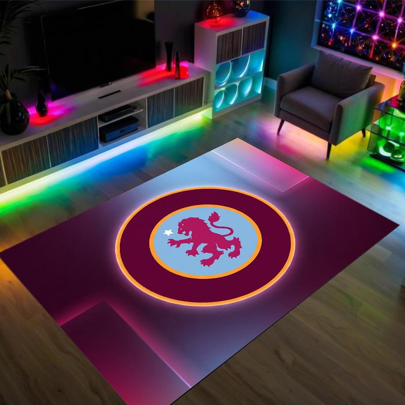Aston Villa Futbol Tasarım Kristal Kadife Halı Rahat Non?Yatak Odası Oturma Odası Girişi İçin Kaymaz Desenli Halı