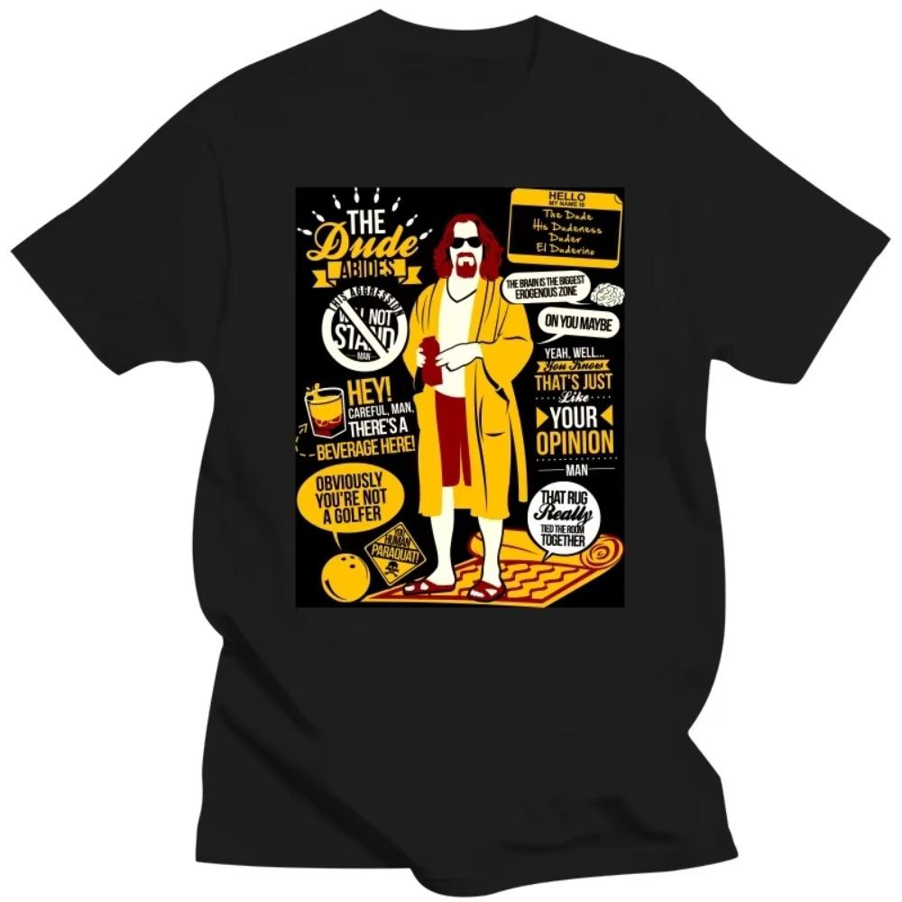 Mens Funny The Dude Quotes T Shirt Short-Sleeve Cotton The Big Lebowski Tshirt Designer Humor Tee Tops Comedy Film Apparel Gift