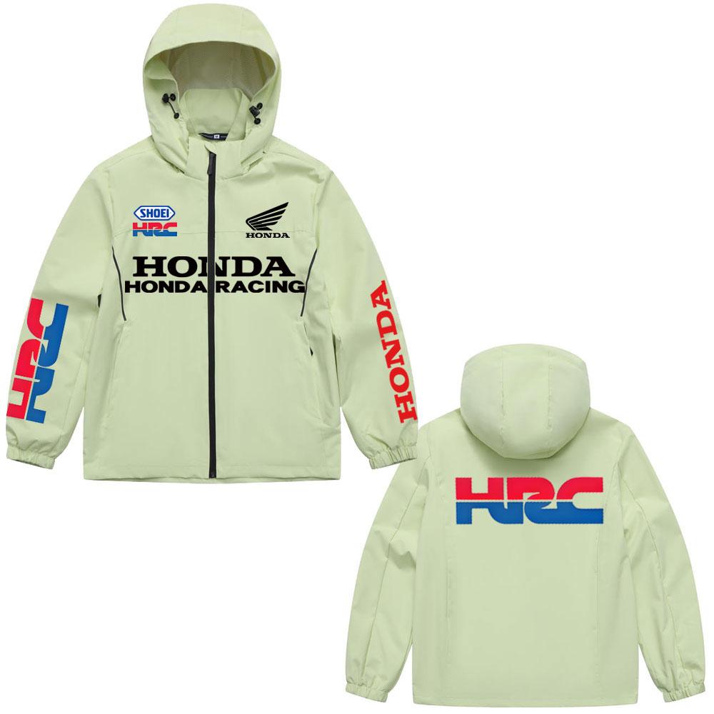Men And Women Honda print Waterproof down Outdoor lightweight for hiking Jacket Motorcycle Riding Sports Zipper Hooded Clothing