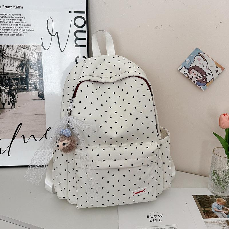 Japanese Small Fresh Schoolbag Female College Student Fashion Polka Dot Computer Backpack Light Large Capacity Junior High School Student Backpack