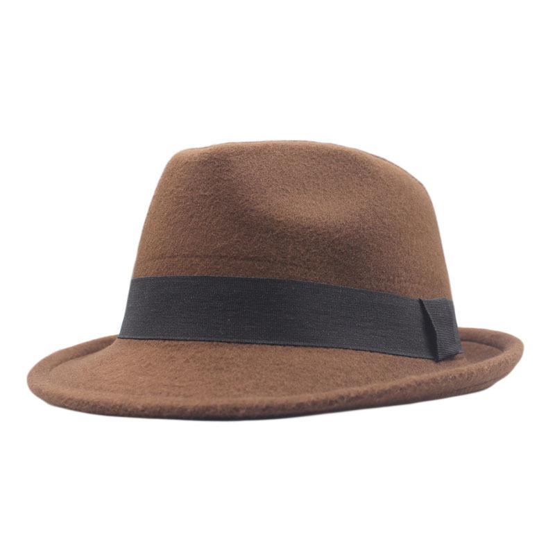 Spring and Autumn New Street Shooting Jazz Top Hat British Gentleman Retro Parent-Child Flat Top Trendy Hat Men's Warm Wool Hat