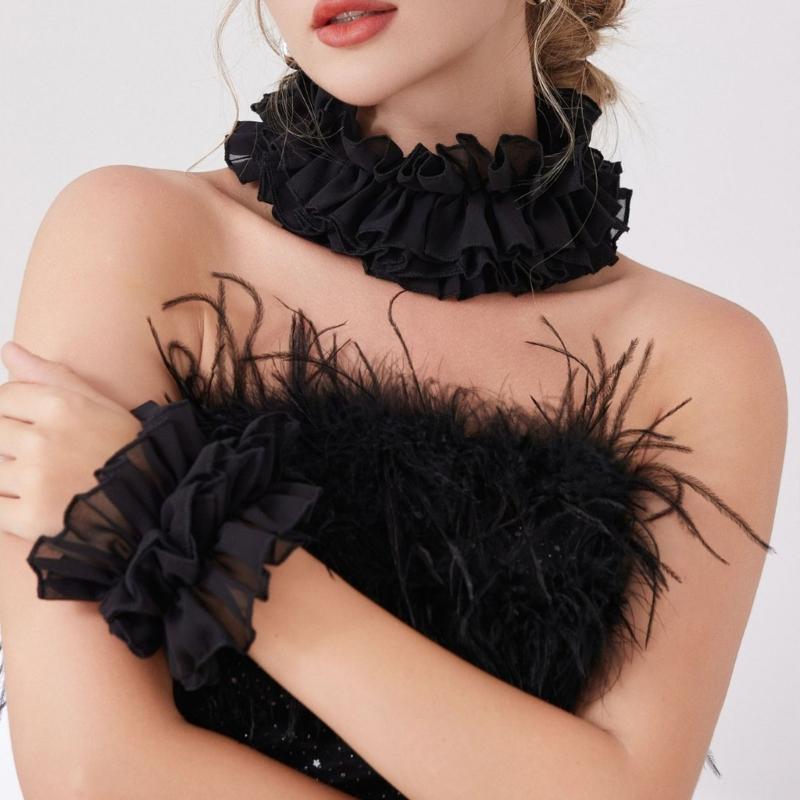 Ruffled Collar Girls Lace Victorian Collar Lapel Medieval Cosplay Victorian Ruffled Tie Collar