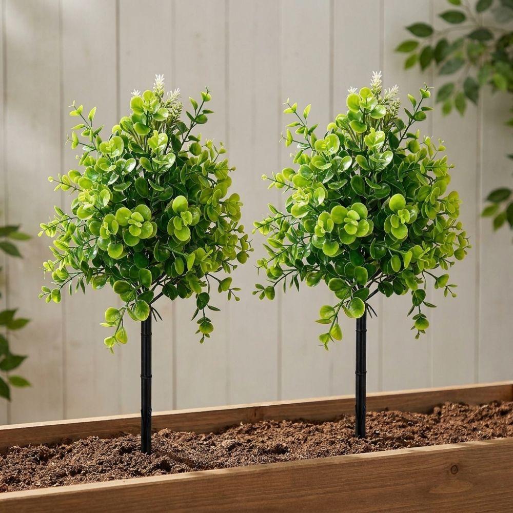 UV Resistant Simulation Eucalyptus Tree Artificial Green Plants Ground Stake Outdoor Garden