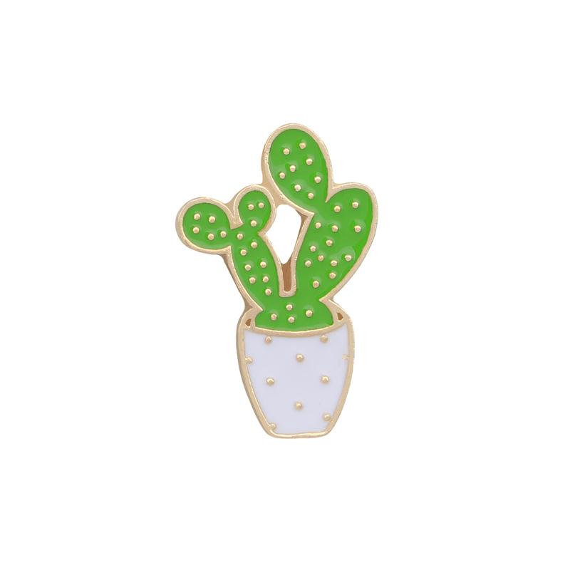 19 Styles Summer Cup Potted Design Enamel Brooches Mini Cactus Potted Plant Shaped Pins Women Girls Gardening Backpack Badge