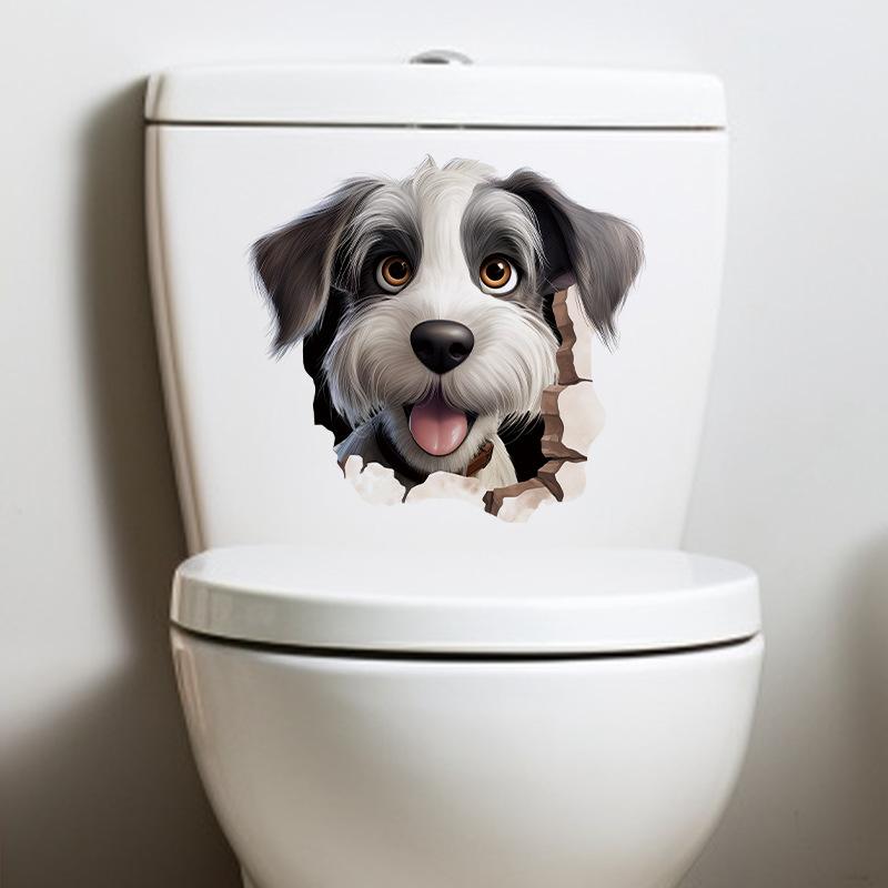 

Cartoon Cute Pet Dog Wall Sticker Bathroom Toilet Sticker Cabinet Decoration Waterproof Self Adhesive Puppy Decals 30x30cm