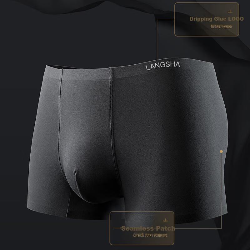 LangSha Men's Underwear, 80-Count Xinjiang Long-Staple Cotton, Seamless Comfortable Breathable Boxer Briefs, Mid-Rise Four-Corner Shorts