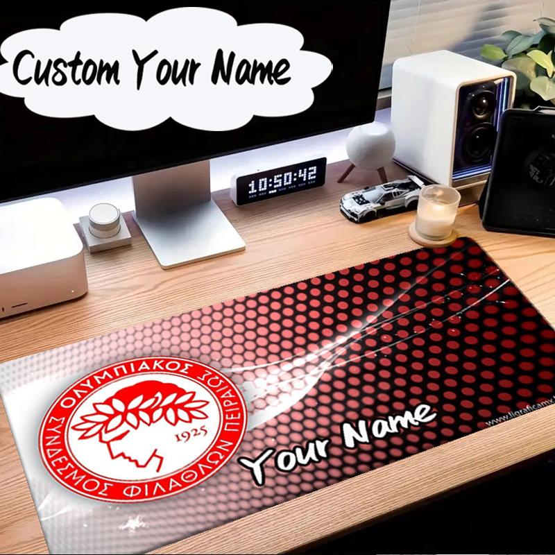Custom Name Mouse Pad Olympiacos Fc Crest Design Mouse Pad Desk Mat, Non-Slip Rubber Backer Pad For Computer Notebook Gaming Mouse Pad Birthday Gift
