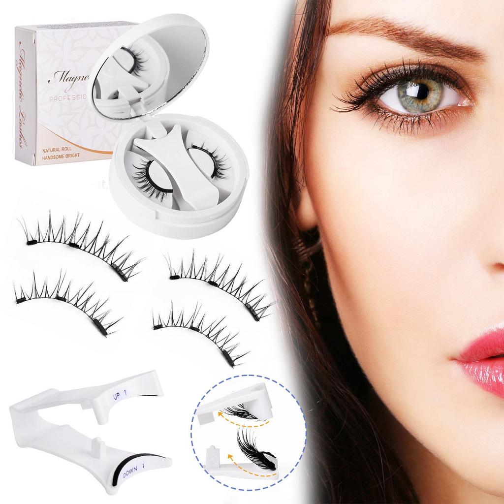 New Magnetic False Eyelashes Set: Colored, Glue-Free, One-Piece Design with Integrated Box.